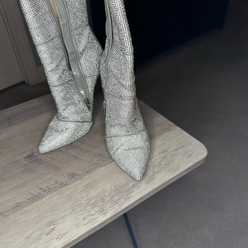 Silver Rhinestone Steve Madden booties. - Picture 4 of 7